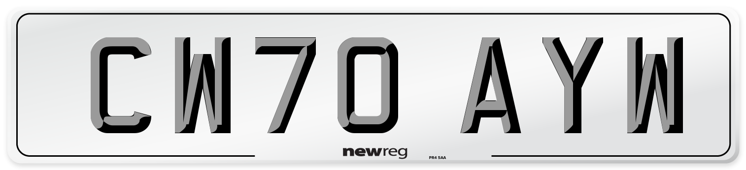CW70 AYW Number Plate from New Reg